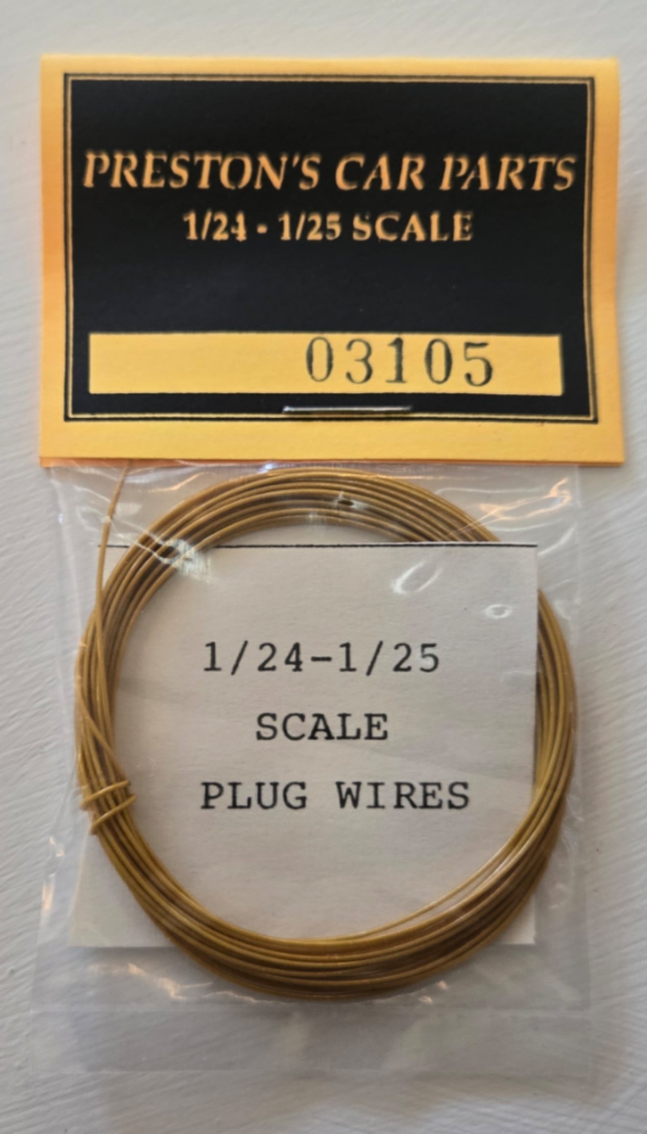 Preston's Car Parts 1/24 and 1/25-scale Spark Plug Wire - Yellow