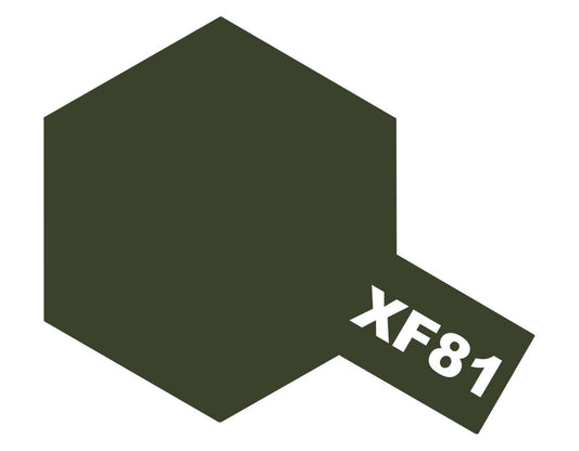 Tamiya Color Acrylic Paint - XF-81 Flat Dark Green 2 (RAF) 10 mL